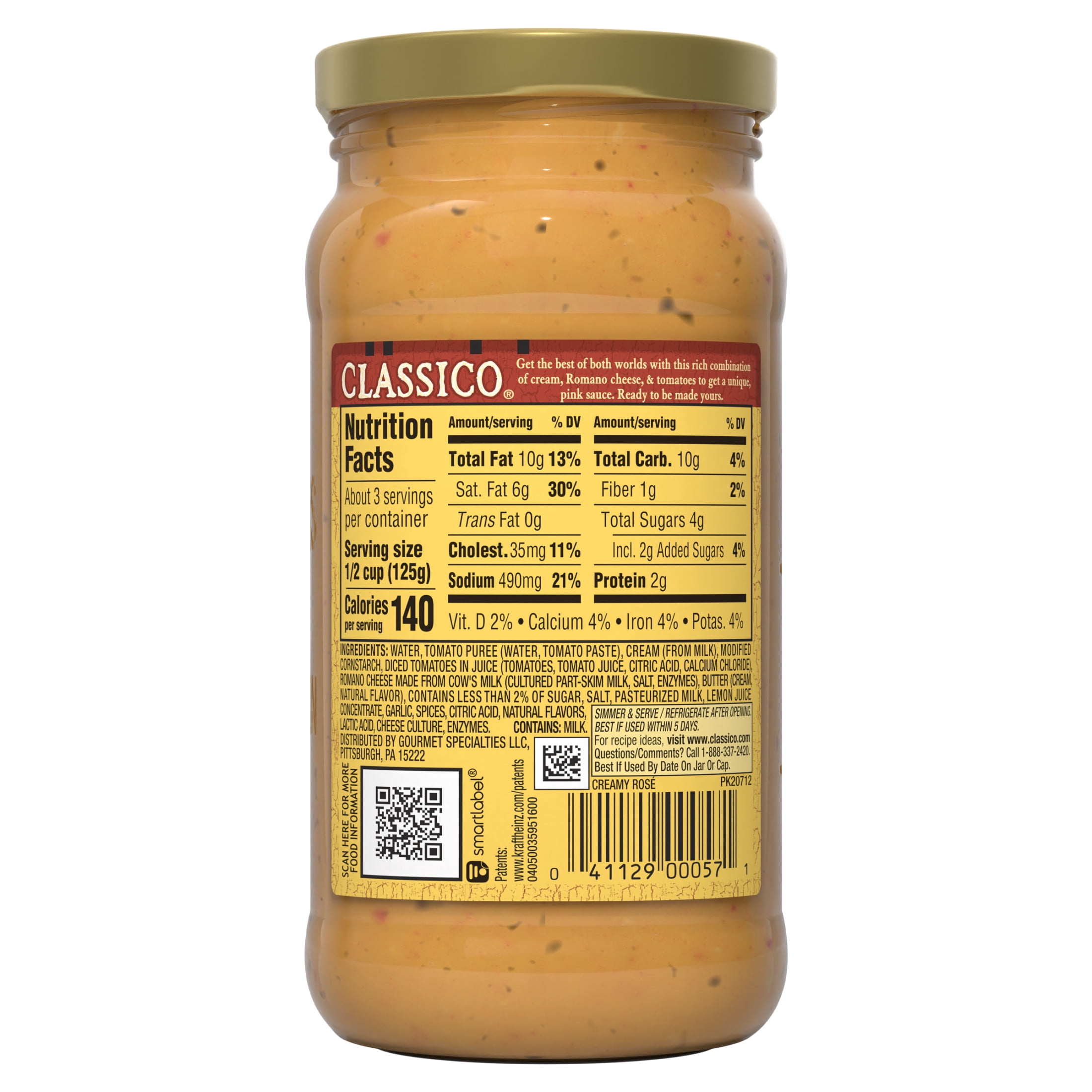 (12 pack) Classico Creamy Rosé Pasta Sauce, 15 oz Jar