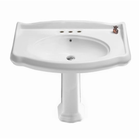 Nameeks 030400-Ped-Three Hole Cerastyle 39-2/5" Ceramic Pedestal Bathroom Sink - White