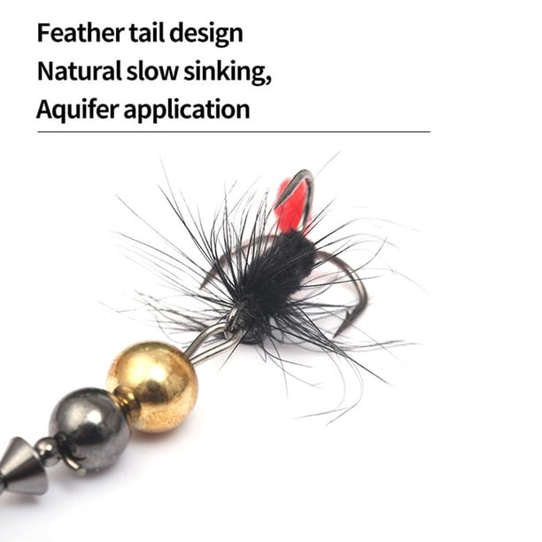 Señuelo de pesca con anzuelo giratorio de metal giratorio, cuchara, plumas, anzuelo triple (D azul) Likrtyny Para Estrenar