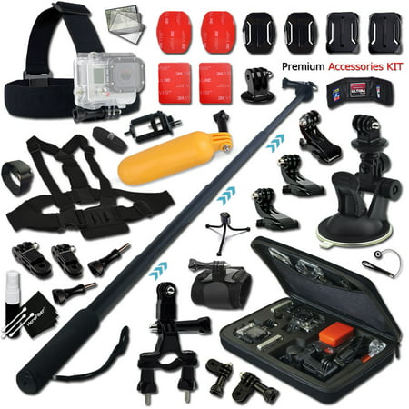 Xtech® Premium Accessory KIT for GoPro HERO+ HERO5, Hero4 Session, Hero4 HERO 4, Hero 3, Hero 3+ Hero 2 Hero2 and All GOPRO HERO Cameras Includes: 3 in 1 Monopod + Chest / Head Mounts +