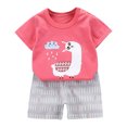 thumbnail image 3 of Piuwrlz Boys Girls Short Sets Kids Summer Outfit Set Printed T-Shirt and Shorts Set Hot Pink Size 2-3Years, 3 of 4