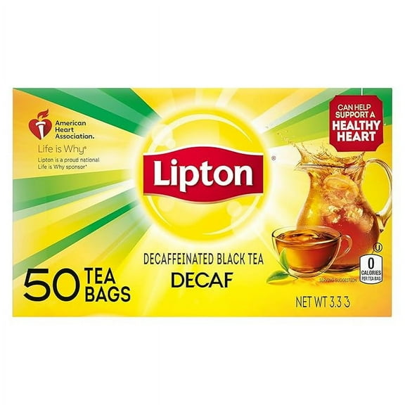 Lipton Decaf Black Tea Bags, Hot or Iced Caffeine Free Tea, 50 Total Bags ( Pack of 2 )