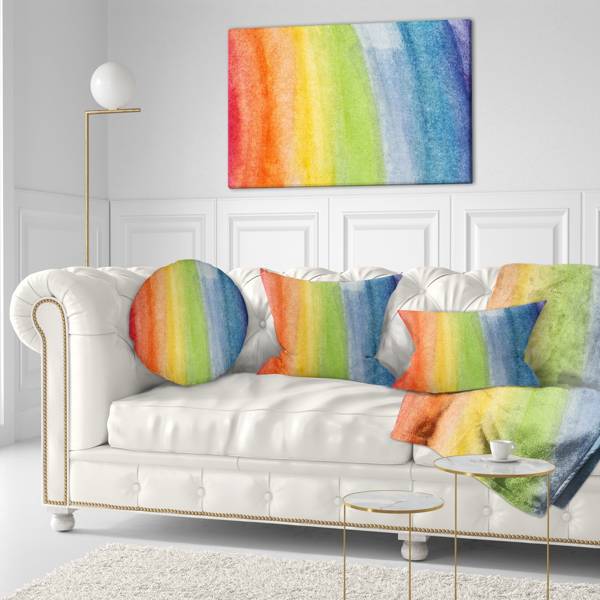 Designart Flowing Rainbow Colors - Abstract Throw Pillow - 12x20