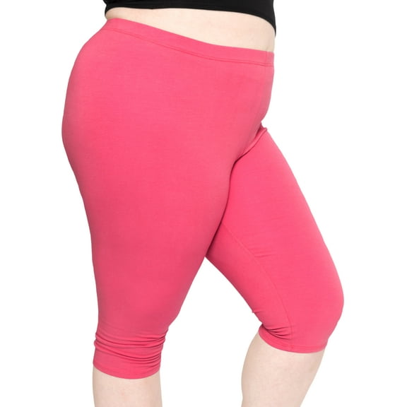 Stretch Is Comfort Women's Cotton Knee Length Leggings Hot Pink X-Large