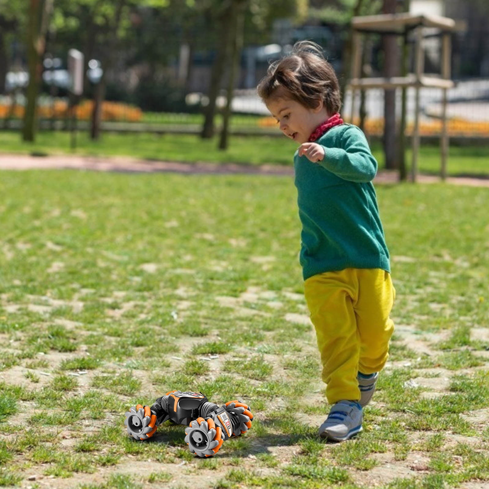 SIYTUAU Gesture Sensing Remote Control Stunt Car With Led Music Tail Spray Double Sided Rotating 360 Flip Off Road Vehicle Toy Plastic 7.8X5.35X0.79In Orange Orange