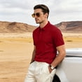 thumbnail image 6 of Quick Dry Polo Shirts for Men Short Sleeve Breathable Pique Knet Golf Business Casual Top Lightweight Athletic T-Shirt Summer Wine XL, 6 of 7