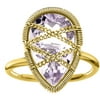 18kt Gold over Sterling Silver Hand-Wrapped Teardrop Amethyst Stone Ring