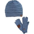 thumbnail image 1 of Unisex Soft Stretch Cable Knit Beanie and Anti-Slip Touchscreen Gloves 2 Pc Set 2 Pc Set, 1 of 3