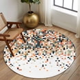 thumbnail image 2 of Round Rugs 5Ft, Orange Geometric Round Area Rug Washable Indoor Throw Carpet, Abstract Plaid Colorful Grid Texture Soft Non Slip Circle Rug for Cabinet Bathroom Home Decor Aesthetic, 2 of 8