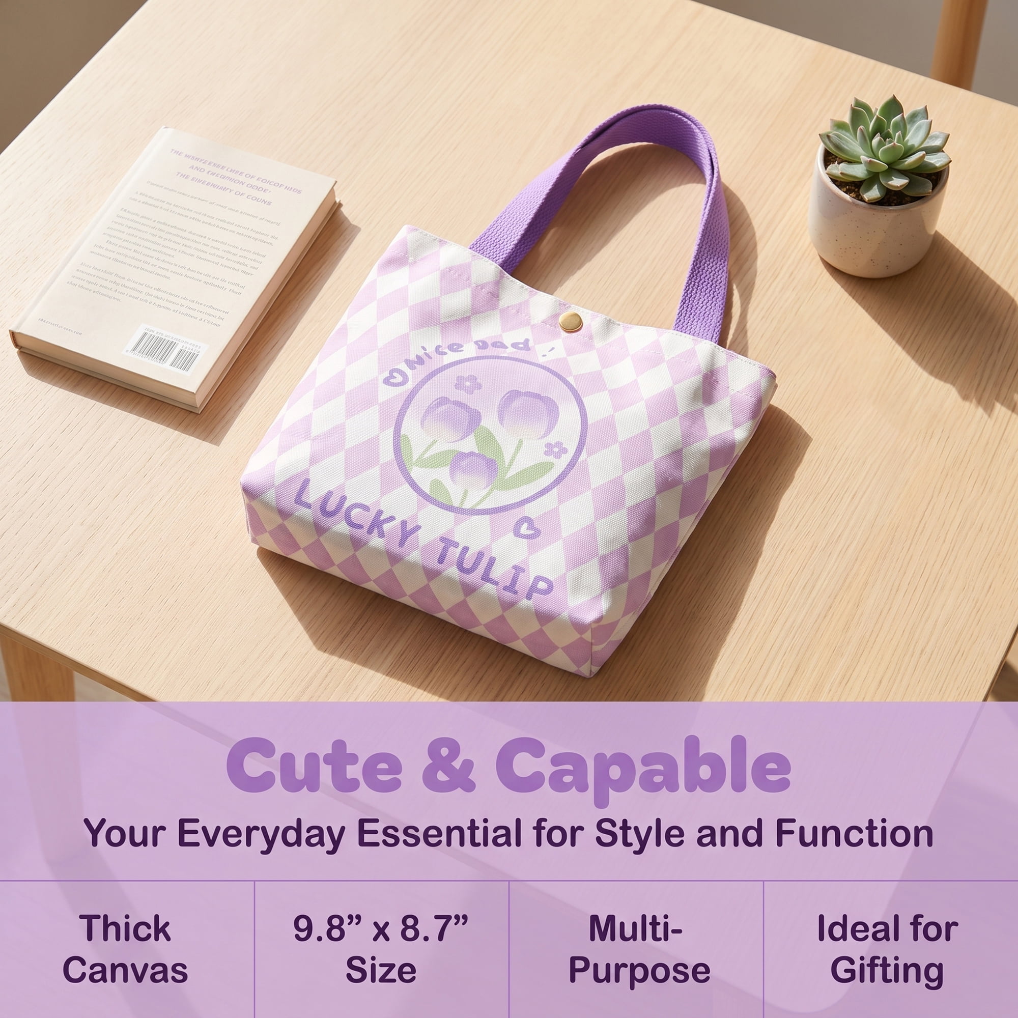Unique Bargains Stylish Canvas Gift Bags with Comfortable Handle Purple 9.8" x 3.1" x 8.7"