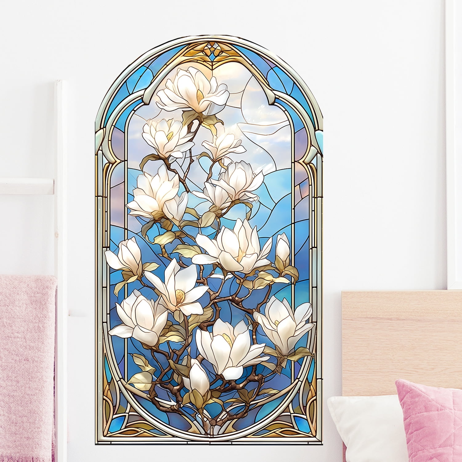 Flowers Wall Decals Removable Stickers Art Murals Vinyl Peel and Stick for Bedroom Living Space Decor Decal 23x35inch