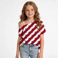 thumbnail image 4 of ITSAME Girls 4th of July T-Shirts Independence Day One Shoulder Tops Kids Patriotic Graphic Tee Multicolor Size 7, 4 of 9