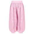 thumbnail image 4 of Yeahdor Girls Boys Arab Satin Wide-Leg Bloomers Harem Trousers Kids Belly Dance Pants Party Wear Pink 10, 4 of 7