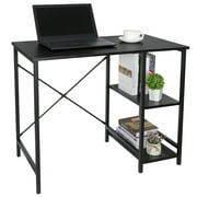 ZENY 36 inch Computer Desk W/ Storage Shelves Chipboard Laptop Table, Black