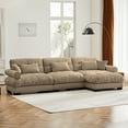 thumbnail image 4 of 130"Oversized Couch, 3 Seater Modular Sectional Sofa, Camel Large L Shaped Sectional Couches for Living Room, Fluffy Couch Set, 3 Seater, Velvet Cloud Couch with Ottoman, Sofas for Living Room, 4 of 12