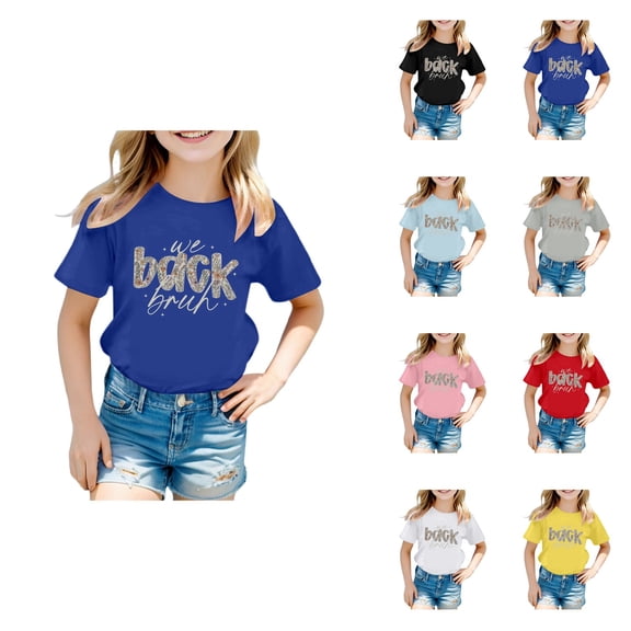Girls' Cotton T-Shirts – Loose Fit Crew Neck Short Sleeve Solid Color Easy to Clean Great for Spring & Summer Ages 4–29