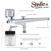 New 6 DUAL-ACTION AIRBRUSH SET-Gravity Siphon Side Feed