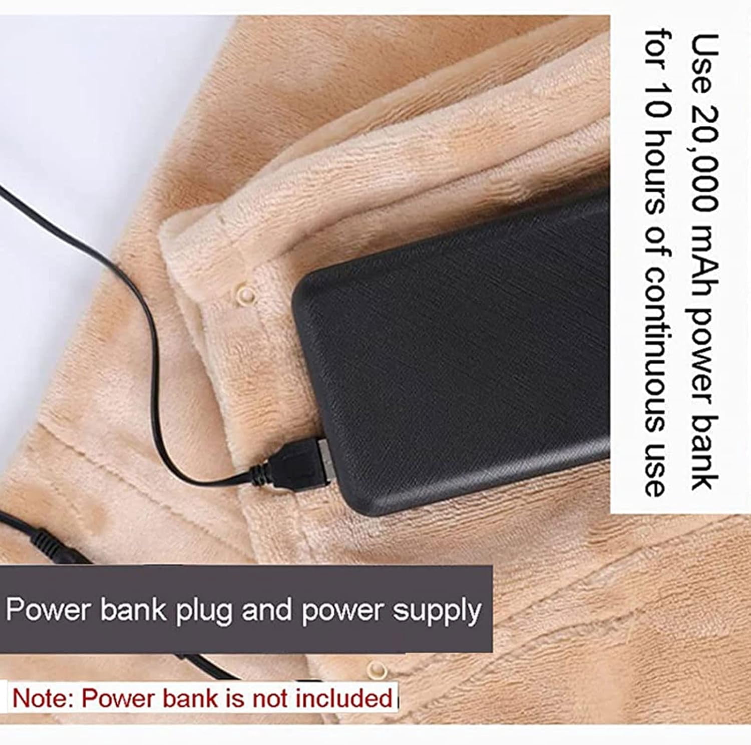 Battery Electric Heated Blanket King Size - Cordless, Rechargeable USB Heating Blanket for Bed, Sofa & Outdoor Use