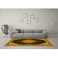thumbnail image 3 of Ahgly Company Machine Washable Indoor Round Medallion Yellow Traditional Area Rugs, 8' Round, 3 of 4