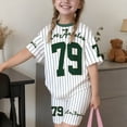thumbnail image 2 of Ruiwill Outfit Set Infant Girls Summer Crewneck Letter Print Short Sleeve Tops With Shorts Set Dailywear Casual Fashion Girls Clothing Set Size 1-2 Years Green, 2 of 4