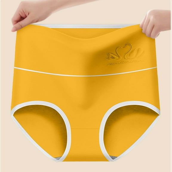 HOMBOM Underwear for Women Tummy Control Butt Lifting Yellow Seamless Briefs Spandex Seamless Ladies Panties High Waisted M
