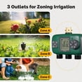 thumbnail image 4 of 3-Zone Smart Garden Irrigation Controller with Independent Programming, Brass Inlet & Rain Delay – Manual Watering Mode, 3/4" US Standard Faucet Compatibility, IPX5 Waterproof, LCD Display,, 4 of 7