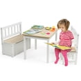 thumbnail image 1 of Gymax 4 PCS Kids Wood Table Chairs Set w/ Storage Stool Toddler Furniture Set Nature, 1 of 10
