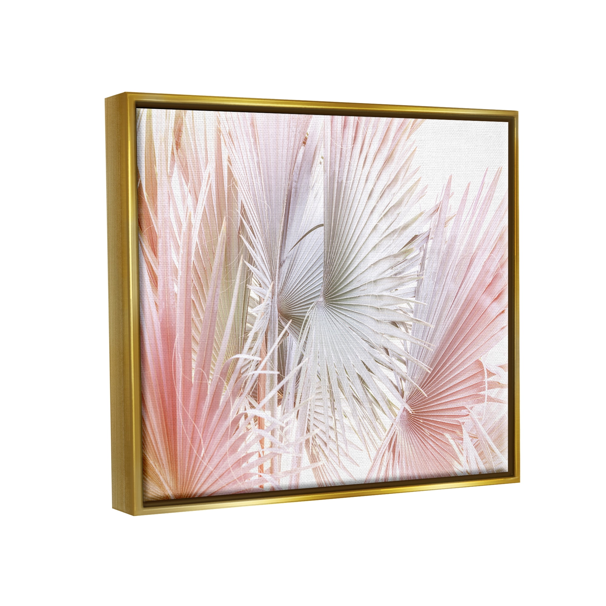 Stupell Industries Pastel Palm Plant Leaves Nature Painting Gold Floater Framed Art Print Wall Art, 31 x 25