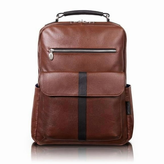 17 in. U Series Logan Leather Two-Tone Dual-Compartment Laptop & Tablet Backpack, Brown