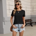 thumbnail image 4 of Resicozy Womens Summer Short Sleeve Crewneck T Shirts 2026 Solid Color Tees Casual Basic Tops Black XL, 4 of 4