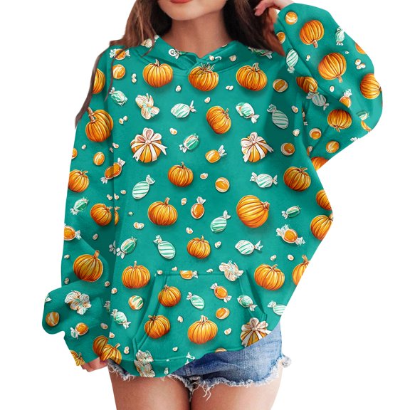 Grblisyd Girls Halloween Hoodies Long Sleeve Sweatshirts Pullover Tops Preppy Cute Hoodies Trendy