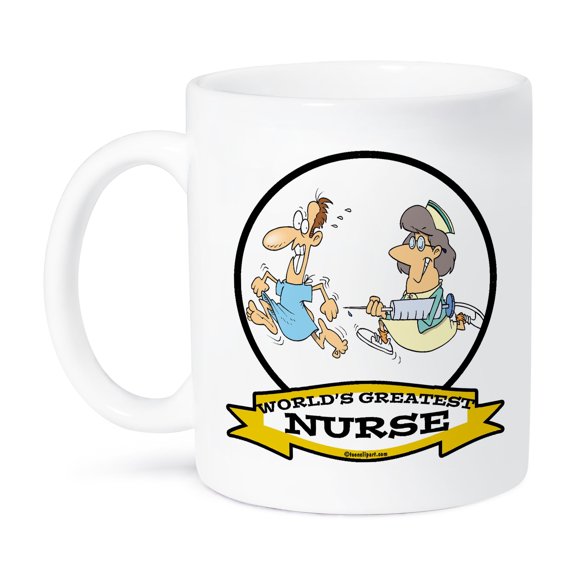 3dRose, Funny Worlds Greatest Nurse II Occupation Job Cartoon, 11oz Mug