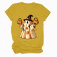 thumbnail image 6 of NOLDARES Halloween Shirts for Women Magical Halloween Shirt Cute Ghost Graphic Tees Spooky Season Casual Short Sleeve Fall Tops(Yellow,S), 6 of 7