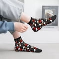thumbnail image 2 of Pofeuu Houndstooth Green Red Print 30cm Socks, Adult Running Hiking Socks for Youth and Adult, 2 of 7