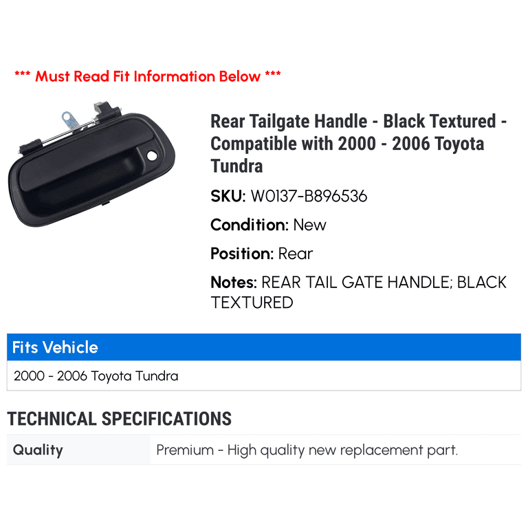 Black Textured Tailgate Handle – Fits 2000-2006 Toyota Tundra (Replaces 69090-0C030)