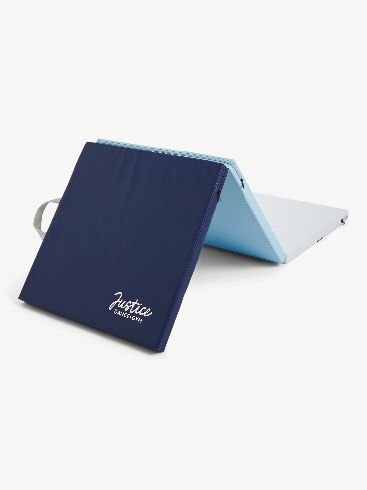 Justice 6' Three Folding Gymnastics Mat with Carry Handles, Multi Color, Blue, 1.5-inch Thickness