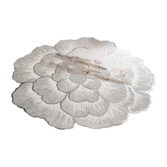 Leodye 1PCS Peony-Patterned PVC Table Mat - Heat-Insulating Dining Mat -15IN