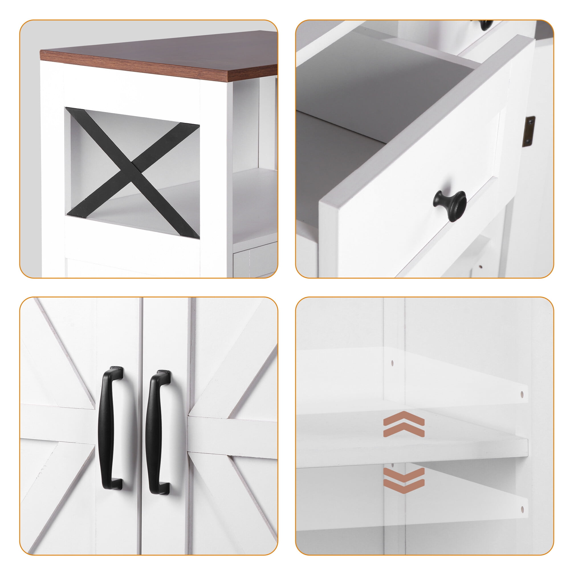 ZENSTYLE Storage Cabinet with 2 Drawers Durable Storage Organizer Floor Cupboard Home Decor White