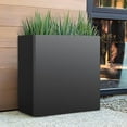 thumbnail image 4 of Galvanized Steel Tall Planter – 24x12x24in with Removable Insert Shelf | All-Weather Rectangular Metal Planter Box for Porch, Garden, Patio | Indoor & Outdoor Use | Black, 4 of 9