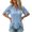 Blue, variant on Women Hollow Out Lace Short Sleeve Blouse ElegantStand Collar Button Front Eyelet Lace Shirt Breathable Crochet Flare Sleeve Tops Black L
