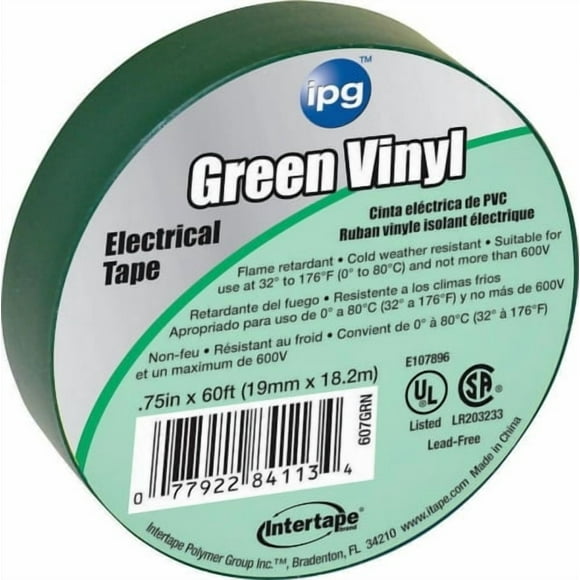 Intertape 85827 Electrical Tape, 1.9cm W x 18m L, 600 V, Green