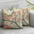 thumbnail image 3 of BANET East Throw Pillow Cover Set of 2, Japanese Nature Traditional Pattern Birds on Branches, Decorative Square Covers for Couch Bed &amp; Sofa, Salmon Pale Green Blue 18x18in, 3 of 7
