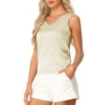 thumbnail image 4 of INSPIRE CHIC Women's Satin Pajamas Tank Top V Neck Sleeveless Silky Casual Shirt Blouse S Beige, 4 of 6