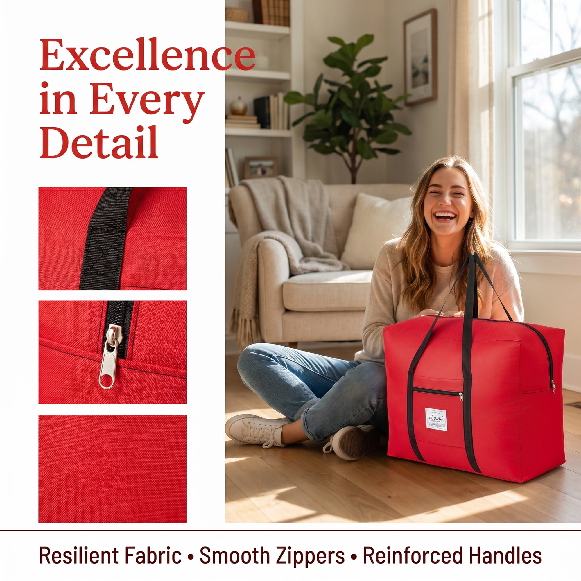 Unique Bargains Extra Large Oxford Travel Storage Bag for Organizing Red 20.1" x 16.1" x 10.2"