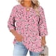 thumbnail image 1 of Mujeres más tamaño tops cuello tripulado corte delantero tres cuartos de manga impresa camiseta suave, 1 of 6