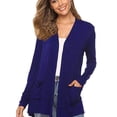 thumbnail image 3 of Top informal holgado con bolsillo frontal abierto y manga larga para mujer en color azul real, 3 of 6
