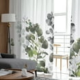 thumbnail image 4 of Sheer Curtains 72 inches Long, Green and Grey Eucalyptus Leaves Watercolor Light Filtering Sheer Window Curtains Rod Pocket Voile Drapes for Bedroom Living Room, 52"W x 72"L 2 Panels, 4 of 7