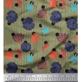 thumbnail image 1 of Soimoi Japan Crepe Satin Fabric Dot,Leaves & Floral Artistic Printed Craft Fabric by The Yard 42 Inch Wide, 1 of 1