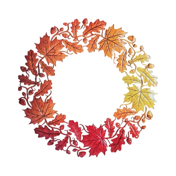 Metal Fall Leaf Wreath Wall Decor, Art Deco Iron Wall Art, Set Of 2 For Home Outdoor Porch Decoration