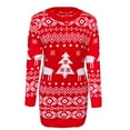 thumbnail image 6 of Women Christmas Outfit Festive Knit Snowflake Pullover Mini Dress for Women Cozy Christmas Sweater O Neck Casual Holiday Attire Red M, 6 of 6